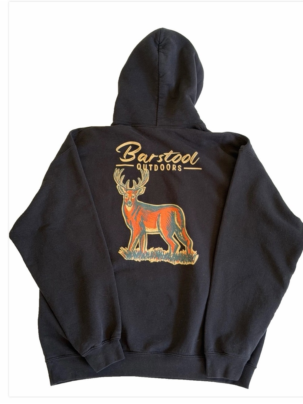 Barstool Outdoors Black Buck Deer Graphic Hoodie Men’s Large